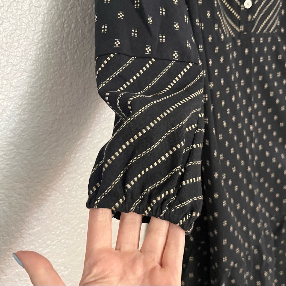NEW LOFT Black and White Patterned Long Sleeve Dress size XS - Picture 2 of 8